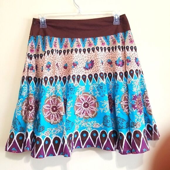 Rene Margo Blue and Brown Multicolored Skirt Sz Medium - Picture 2 of 6